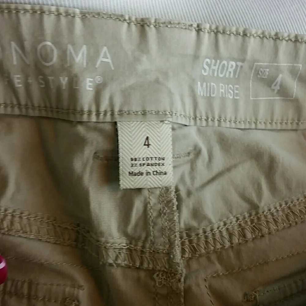 SONOMA l Cargo Khaki Stretch Shorts Mid Rise B2 - Picture 5 of 6